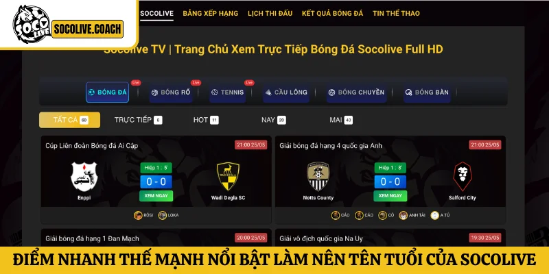 Điểm nhanh thế mạnh nổi bật làm nên tên tuổi của Socolive